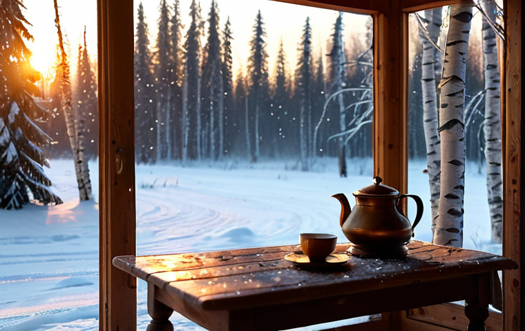 **

"A cozy, snow-covered dacha in the Russian countryside at sunset. Warm light spills from the windows, illuminating the falling snowflakes. A samovar sits steaming on a wooden table on the porch. In the background, a birch forest is visible.  Realistic, highly detailed, cinematic lighting, atmospheric, safe for work, appropriate content, fully clothed, professional, modest, family-friendly, perfect anatomy, correct proportions, natural pose, well-formed hands, proper finger count, natural body proportions."

**
